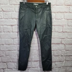 DL1961 Margaux Thicket Green High Rise Raw Hem Instasculpt Ankle Skinny Jeans